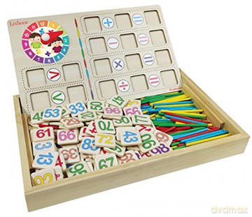 LEXIBOOK EDU200 Bio Math School, a Wooden Activity Box to Learn to Count, Preschool Educational Toy for First-time Awakening