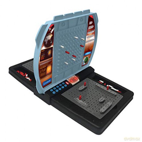 LEXIBOOK GT2800 Sprechende Seeschlacht (Französisch Italienisch Niederländisch Deutsch), 1 oder 2 Spieler Brettspiel, interaktiv, mit soundeffekten, strategie, batteriebetrieben, grau/schwarz