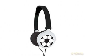 LEXIBOOK HP015FO Football Stereo Headphone, Kids safe, Foldable and adjustable, Black/White