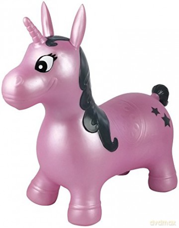 LEXIBOOK Inflatable Jumping Unicorn, bouncing game, Manual pump is included, pink, BG050UNI
