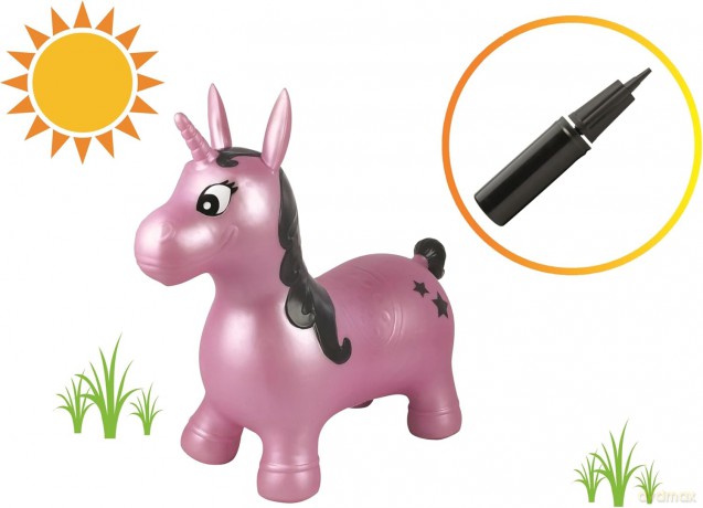 LEXIBOOK Inflatable Jumping Unicorn, bouncing game, Manual pump is included, pink, BG050UNI