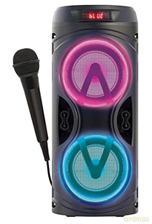 LEXIBOOK iParty Bluetooth Speaker, with Light Effects and mic Plug Rechargeable Battery, Black, K8220
