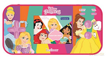 LEXIBOOK JL2367DP Disney Princess Cinderella Ariel Rapunzel Compact Cyber Arcade Portable Console, 150 Games, LCD Colour Screen, operates with Batteries, Pink