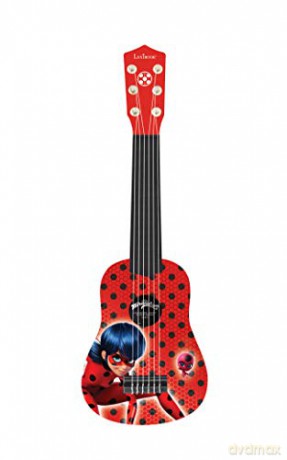 LEXIBOOK K200MI Tales of Ladybug & Cat Noir Miraculous Ladybug My First Guitar for Children, 6 Nylon Strings, 21'' Long, Guide Included, Red/Black