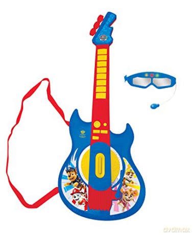 LEXIBOOK K260PA Paw Patrol Chase Electronic Lighting Guitar with mic, Glasses with Microphone, Demo Songs, 2 Game Modes, MP3 Plug, Blue/red