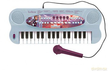 LEXIBOOK K703FZ Disney Frozen 2 Elsa Anna Olaf Electronic Keyboard, 32-Keys Piano, Microphone for Singing, 22 Demo Songs, Battery Operated, Blue/Purple