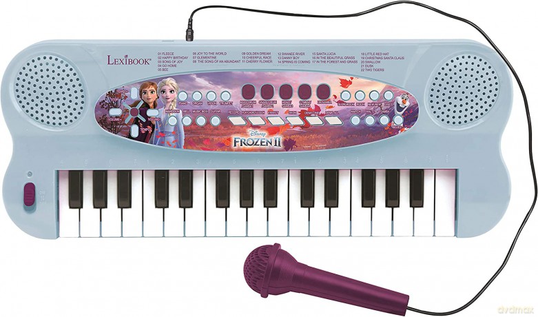 LEXIBOOK K703FZ Disney Frozen 2 Elsa Anna Olaf Electronic Keyboard, 32-Keys Piano, Microphone for Singing, 22 Demo Songs, Battery Operated, Blue/Purple