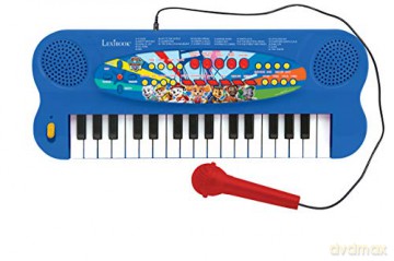 LEXIBOOK K703PA Paw Patrol Electronic Keyboard, 32-Keys Piano, Microphone for Singing, 22 Demo Songs, Battery Operated, Blue/red