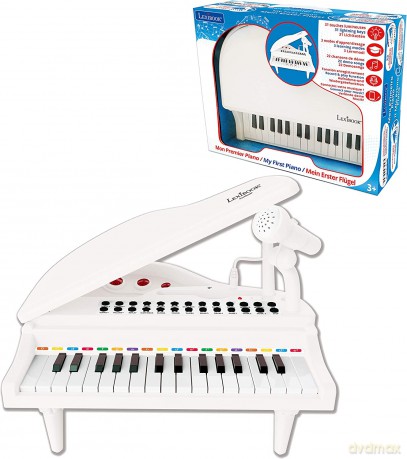 LEXIBOOK K731 First Piano for Children, Lighting Keys, Learning Mode, 29 x 31 cm, Tempo and Volume Adjustment, 3+, White
