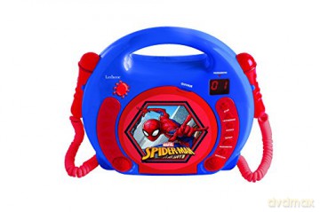 LEXIBOOK Marvel Spider-Man Peter Parker CD player for kids with 2 toy microphones, headphones jack, with batteries, blue, RCDK100SP