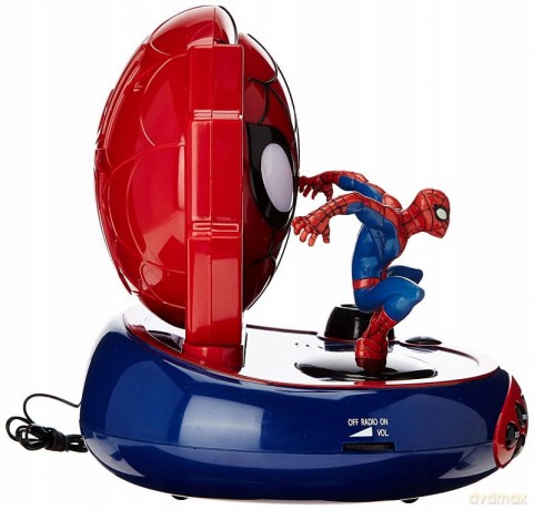 Lexibook Marvel Spider-Man Uomo Ragno Peter Parker Radiosveglia con proiettore, Luce notturna integrata, proiezione del tempo sul soffitto