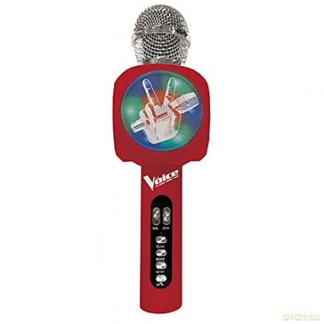 LEXIBOOK MIC260TV Wireless Microphone with Speaker, Bluetooth, Voice Changer Function, Light Effects, Micro SD Slot, USB, red/Silver