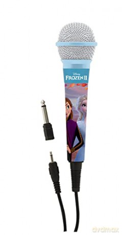 LEXIBOOK Microphone Disney Frozen Elsa, 3,5 Jack and 6,3 mm adapter, High sensitivity, to sing with kids or friends, Blue, MIC100FZ