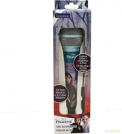 LEXIBOOK Microphone Disney Frozen Elsa, 3,5 Jack and 6,3 mm adapter, High sensitivity, to sing with kids or friends, Blue, MIC100FZ