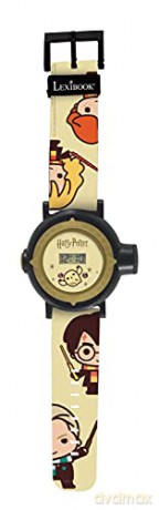 LEXIBOOK Montre Bracelet Ajustable écran Digital avec 20 Projections de l'univers Harry Potter-pour Enfant-Noir et Doré, DMW050HP