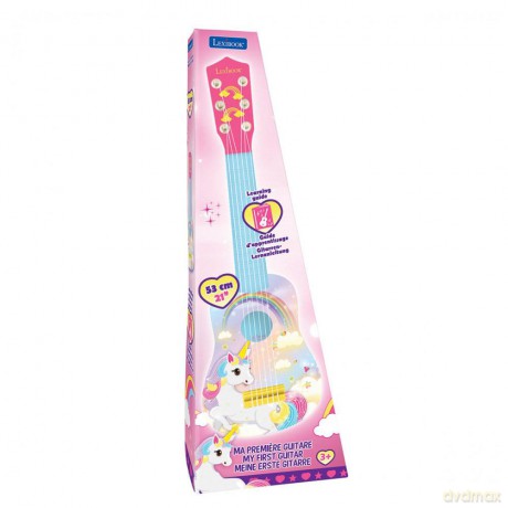LEXIBOOK My First Guitar Unicorn for Children, 6 Nylon Strings, 21'' Long, Guide Included, Pink/Blue, K200UNI