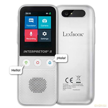 LEXIBOOK NTL3000 Interpretor 3-Instant Voice 137 Languages, Photo Memos, Pro Portable & Travel Multilingual Translator, Headphones Port, Wi-Fi and Offline