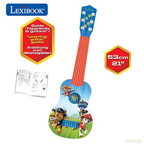 LEXIBOOK Paw Patrol Chase My first guitar, 6 nylon strings, 53 cm, guide included, Blue / Red, K200PA