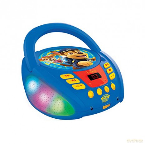 LEXIBOOK Paw Patrol-Bluetooth CD Player for Kids - Portable, Multicoloured Light Effects, Microphone, Aux-in Jack, AC or Battery-Operated, Girls, Boys, Blue/Red, RCD109PA