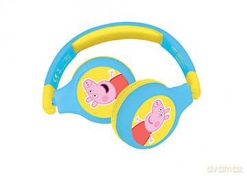 LEXIBOOK Peppa Pig 2-in-1 Bluetooth Headphones Stereo Wireless Wired, Kids Safe, Foldable, Adjustable, Yellow/Blue, HPBT010PP