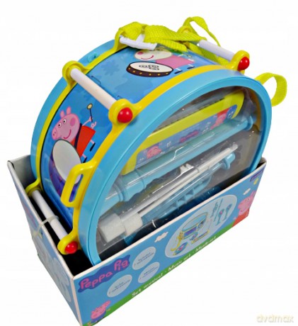 LEXIBOOK Peppa Pig George giocattolo musicale, Set di 7 strumenti musicali (Tamburo, Maracas, Castanet, Armonica, Flauto dolce, Tromba, Tamburello), Gioco Comodo da trasportare, Blu/Giallo, K360PP