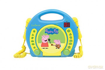 LEXIBOOK Peppa Pig Georges CD player for kids with 2 toy microphones, headphones jack, blue, RCDK100PP