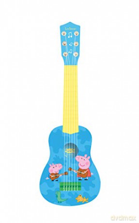 LEXIBOOK Peppa Pig Georges My First Guitare, 6 Nylon Strings, 53 cm, Guide Included, Blue/Yellow, K200PP, 21-Inch
