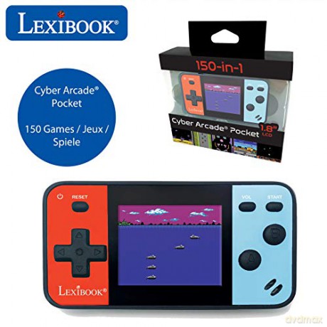 LEXIBOOK portable handheld game console Cyber Arcade Pocket 150 games, 1.8" (4.5cm) color LCD screen, gaming toy for kids / teenagers, blue / red, JL1895