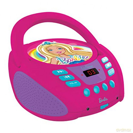 LEXIBOOK RCD108BB Barbie CD Player, Microphone, aux-in Jack, AC or Battery-Operated, Pink