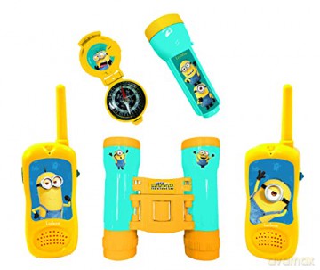 LEXIBOOK RPTW12DES Minions-Adventurer Set for Children, Walkie-Talkies, Binoculars, Compass, Torchlight, Blue/Yellow