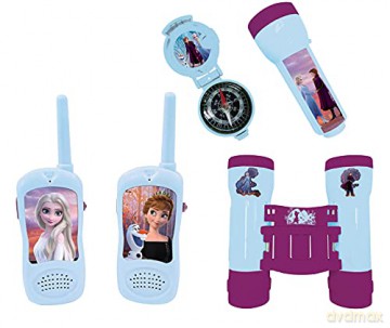 LEXIBOOK RPTW12FZ Frozen-Adventurer Set for Children, Walkie-Talkies 120m, Binoculars, Compass, Torchlight
