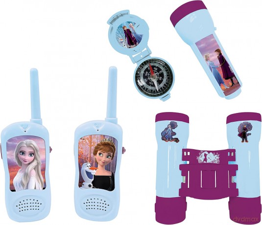 LEXIBOOK RPTW12FZ Frozen-Adventurer Set for Children, Walkie-Talkies 120m, Binoculars, Compass, Torchlight
