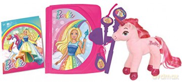 LEXIBOOK SD15BBY Mattel Barbie, Electronic Secret Diary with Light and Sound, Unicorn Plush, Notebook, Magic Key, Pen and Medallion, Toy for Girls, Pink/Purple