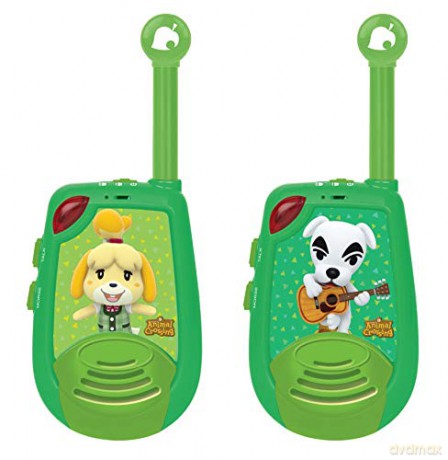 LEXIBOOK TW25AC Nintendo Animal Crossing-Digital Walkie-Talkies for Children-2 km Transmission Range, Morse Light Function, Belt Clip for Transport, Battery, Green