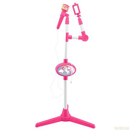 LEXIBOOK Unicornio-Micrófono con Pie luminoso, Especial Karaoke (S150UNI) Unicorn Microphone with Speaker and Lighting Stand, Auxiliary Jack to Connect Music, Pink/White