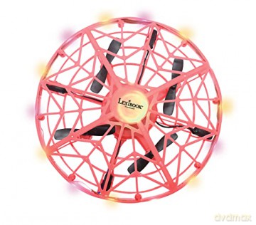 LEXIBOOK, Crosslander UFO, First rechargeable lighted drone with gesture control for children, up to 5km/h, motion sensor, altitude maintenance, light effects, indoor or outdoor, Red, UFO01