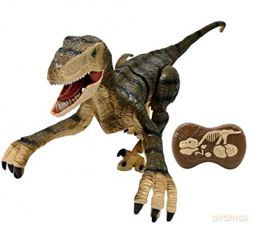 LEXIBOOK, RC Raptor Control, Realistic remote controlled dinosaur, Articulated movements, Roars, Light effect, Rechargeable, Fossil remote control included, DINO01