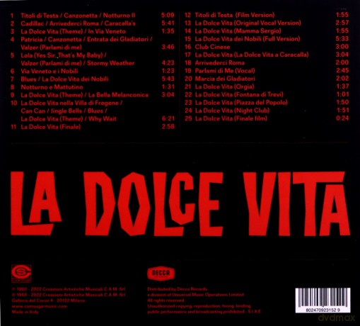 Nino Rota: Ost: Nio Rota - La Dolce Vita 2022 Remaster [CD]