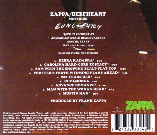 Frank Zappa: Bongo Fury [CD]