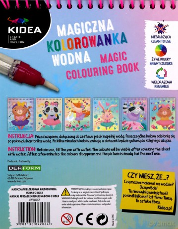 Magiczna wielorazowa kolorowanka wodna Kidea Baletnice