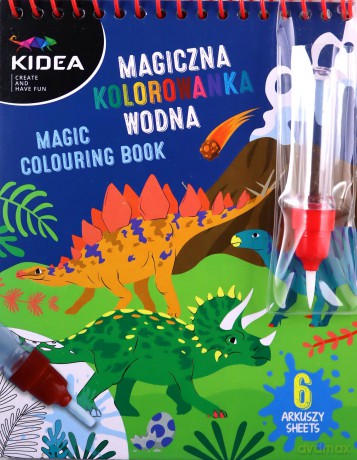 Magiczna wielorazowa kolorowanka wodna Kidea Dinozaury