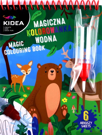 Magiczna wielorazowa kolorowanka wodna Kidea Zwierzęta