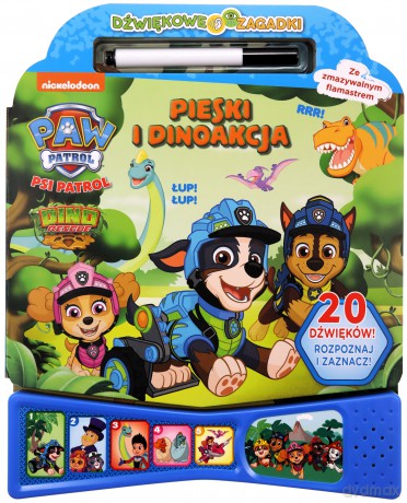 Pieski i dinoakcja. Dźwiękowe zagadki. Psi Patrol [KSIĄŻKA]