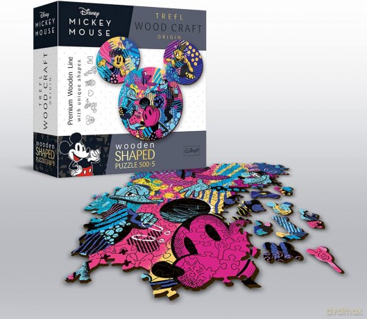 TREFL 500+5 el. drewniane konturowe Kolorowa Myszka Mickey 20168 [PUZZLE]