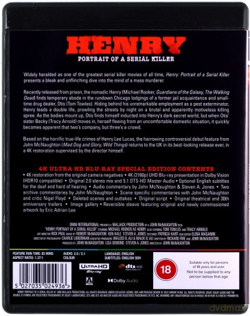 Henry Portrait Of A Serial Killer (Henry: portret seryjnego zabójcy) [Blu-Ray 4K]+[Blu-Ray]