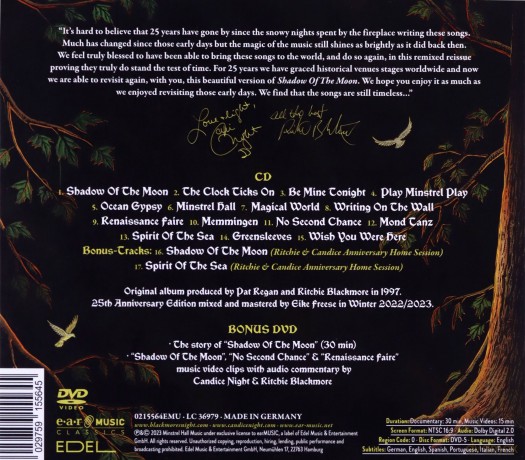 Blackmore's Night: Shadow Of The Moon 25th Anniversary Edition (digipack) [CD]+[DVD]
