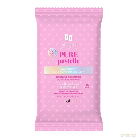 AA Intymna for Girls Delikatne Chusteczki do higieny intymnej Pure Pastelle-15 szt