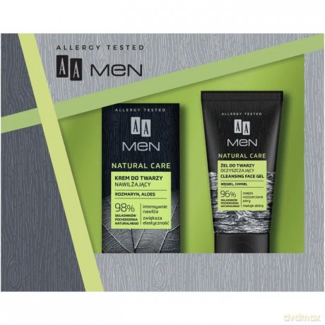 AA Men Zestaw prezentowy Natural Care (Krem nawilżający 50 ml+Żel do mycia twarzy 150 ml)