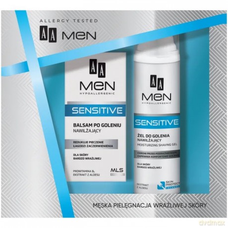 AA Men Zestaw prezentowy Sensitive (Balsam po goleniu 100 ml+Żel do golenia)