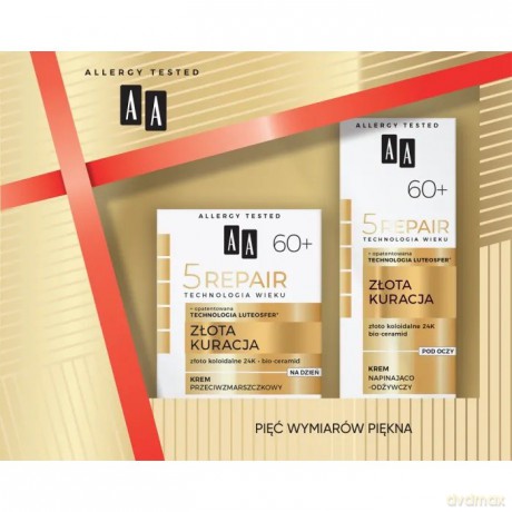 AA Technologia Wieku Zestaw prezentowy Złota Kuracja 60+ (Krem na dzień 50 ml + Krem pod oczy 15 ml)